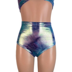 Tie Dye Rainbow Mystique Metallic High Waisted Hot Pants - Booty Shorts - Bikini Bottom - club or rave wear - Crossfit - Running