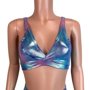 Tie Dye Mystique Metallic Bralette - Rave Wear, Rainbow Clothing, Festival Top, Aerial or Pole Fitness