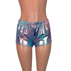 Tie Dye Rainbow Mystique Holographic Rave Shorts - Running shorts