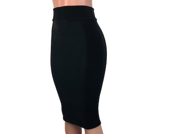 Long Pencil Skirt - Black Velvet - Bodycon Skirt - Velvet Midi Skirt