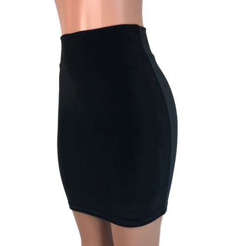 Black Velvet High Waisted Pencil Mini 