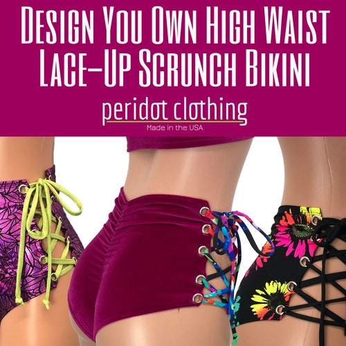 Scrunch Laceup Bikini High Waist rainbow Avatar Ruched Etsy