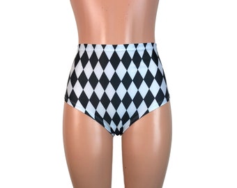Harlequin High Waisted Hot Pants - Booty Shorts - Bikini Bottom - Festival or Rave Clothing