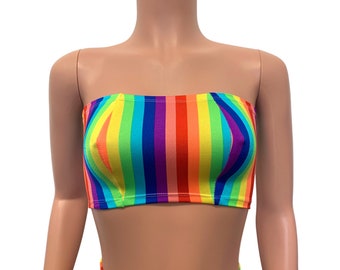 Tube Top Bandeau -Rainbow Stripe | LGBTQ Pride Clothing, Rave Outfit, Gay Pride