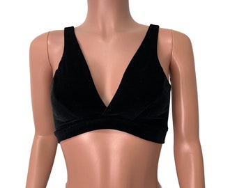 Black Velvet Bralette - Rave Wear, festival top, burning man
