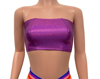 Tube Top Bandeau *Purple Sparkle* | Holographic Crop Top - Rave Top - Festival Clothing