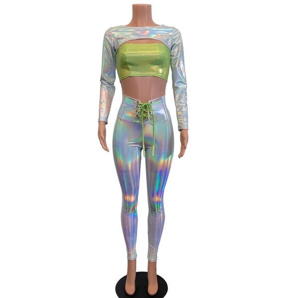 Rave Alien Costume - Opal Holographic Iridescent | Festival Fashion, Holographic Clothing, Space Costume