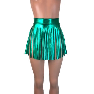 Green Metallic Fringe Skirt - Rave Clothing - Performance - Dance