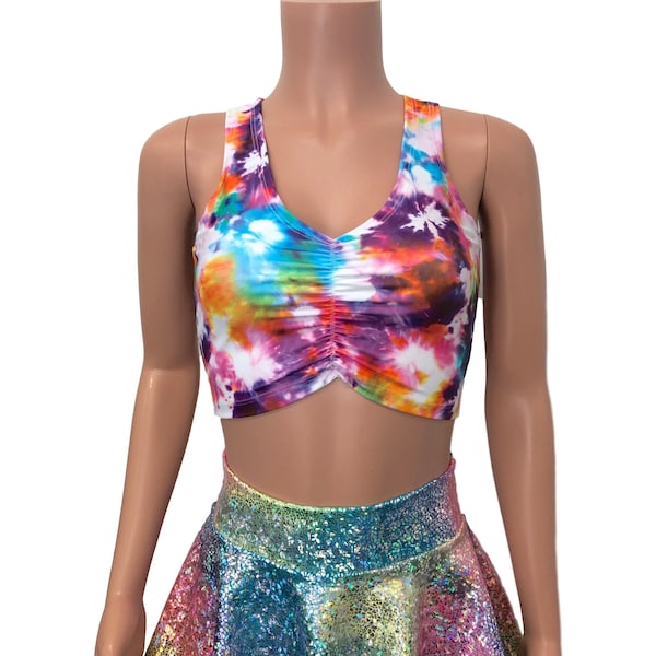 Key West Ruched Side Crop Top Tie Dye Lilac main image 0