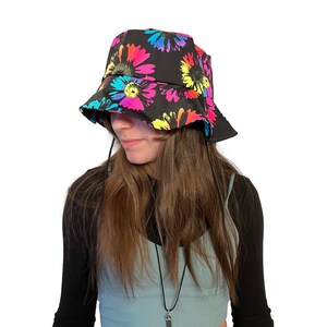 Floppy Bucket Hat *Electric Daisy Print* Festival Sun Hat, Summer Rave Hat