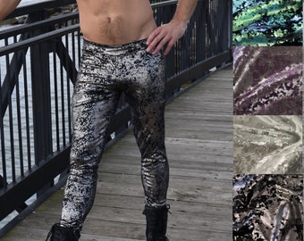 Men's Gilded Velvet Leggings | Meggings, Rave Clothing, Burning Man | Choose Color