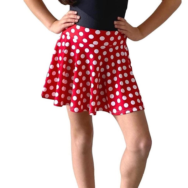 CHILDREN'S Minnie Skirt - Skater Skirt, Circle Skirt, Costume Skirt - Red White Polka Dot Child