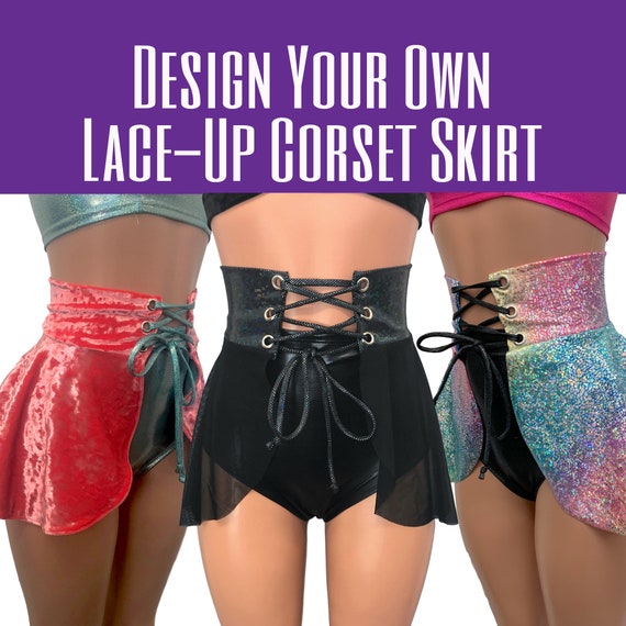 Design Your Own Lace-up Skirt Corset Skirt, Open Skirt, Hi-lo Skater,  Festival Clothing, Rave Outfit -  Canada