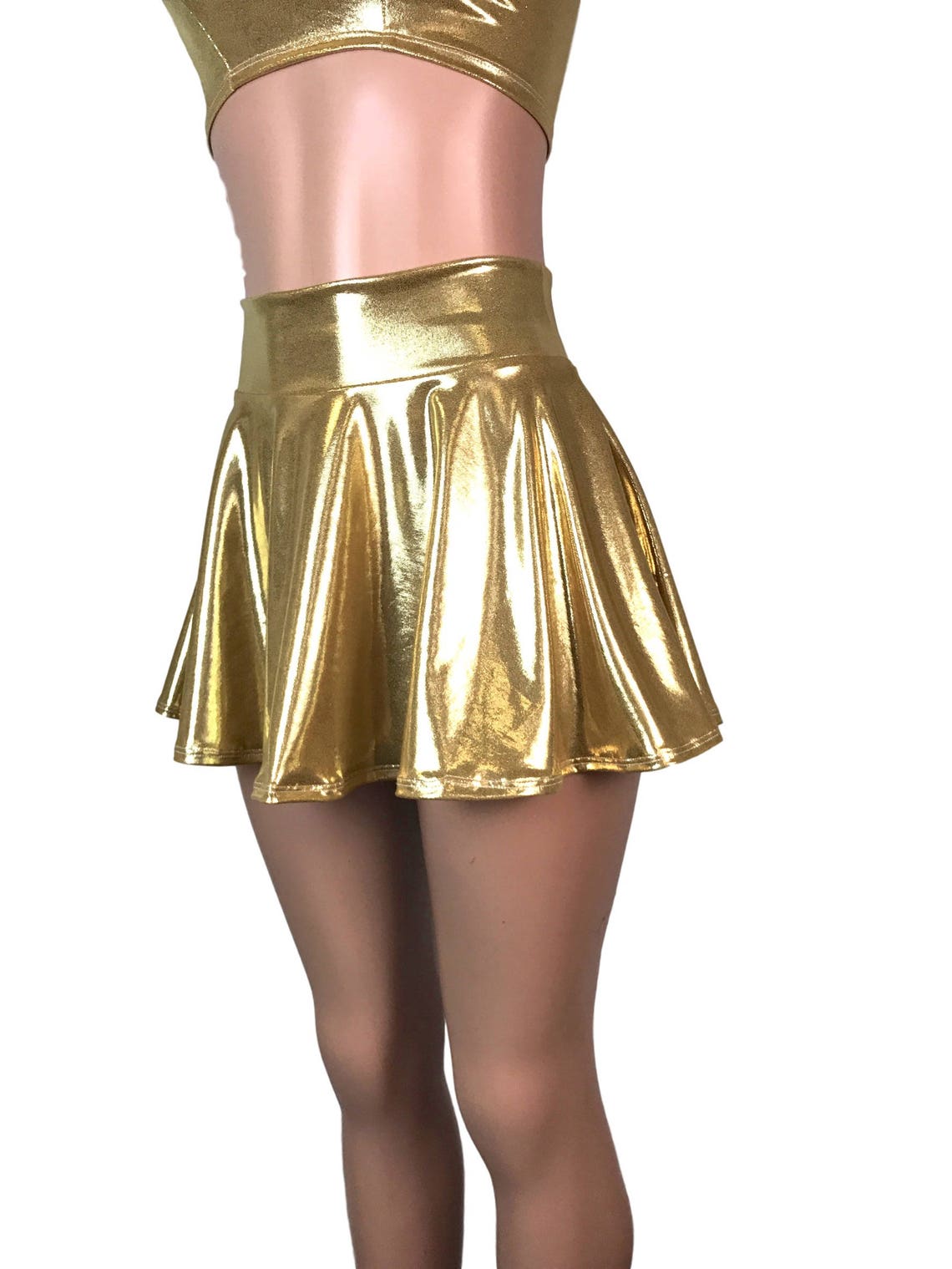 Gold Metallic Mystique MINI 13 High Waisted Skater Skirt - Etsy