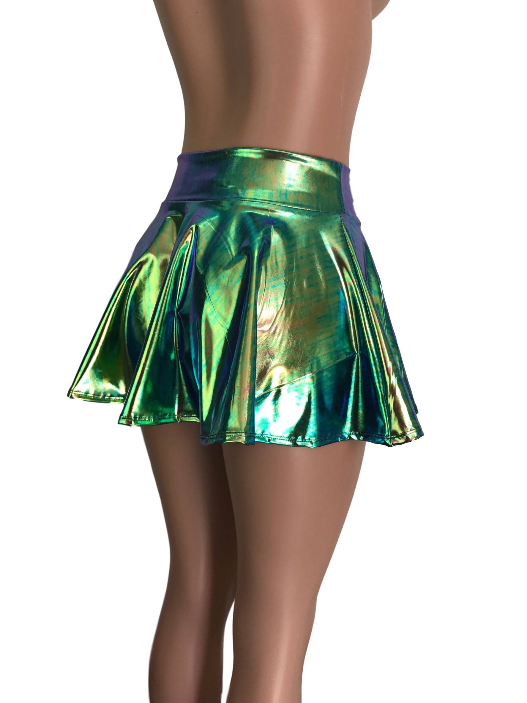 Mini 13 Holographic High Waisted Skater Skirt Oil Slick - Etsy