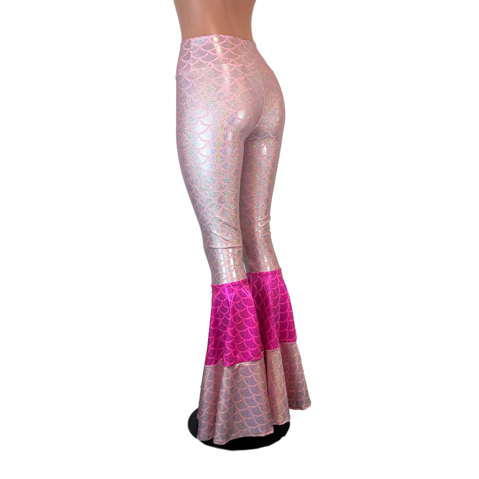 Mermaid Bell Bottom Pants Tiered Flares pink Mermaid - Etsy