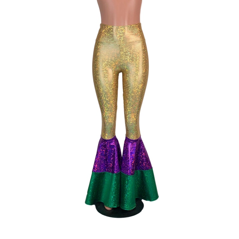 Mardi Gras Bell Bottoms Tiered Flare Pants 