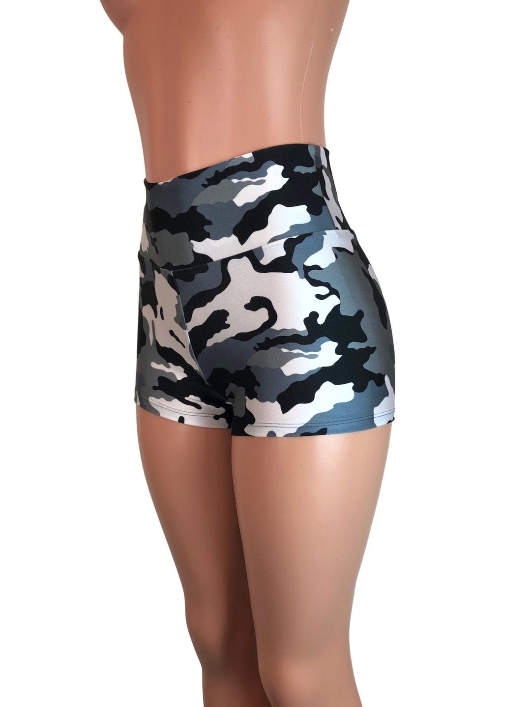 Black/white Camouflage Camo High Waisted Booty Shorts Club - Etsy