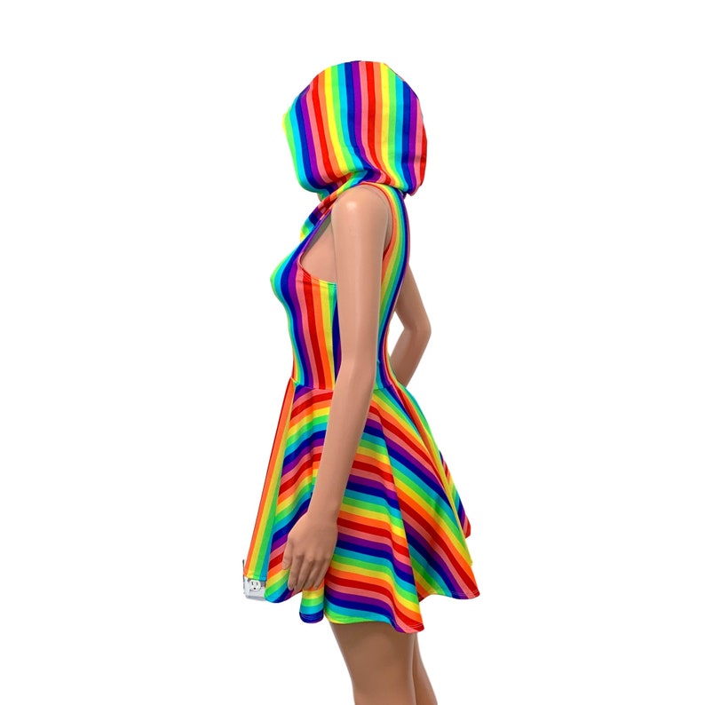 Sleeveless Rainbow Hoodie Skater Dress Pride Dress Festival - Etsy