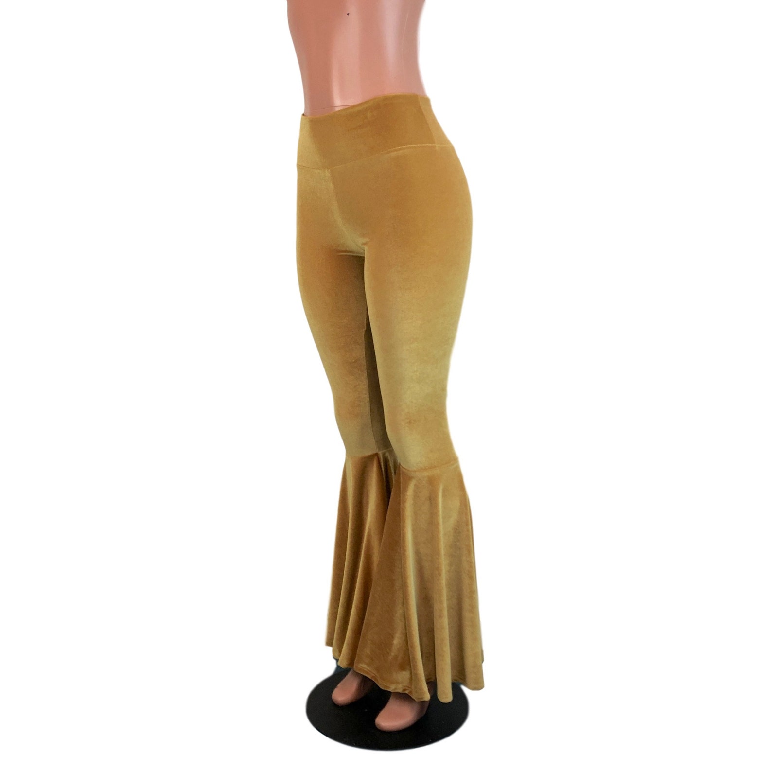 Mustard Yellow Gold Velvet Bell Bottom Pants Highwaisted Etsy