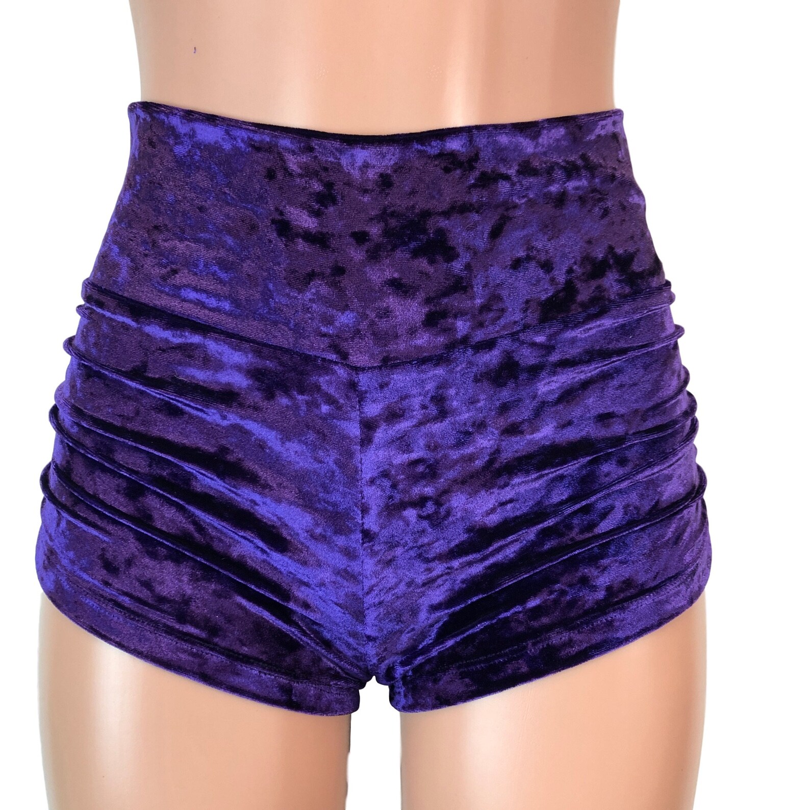 Purple Velvet Booty Shorts Rave Shorts Scrunch Booty Etsy