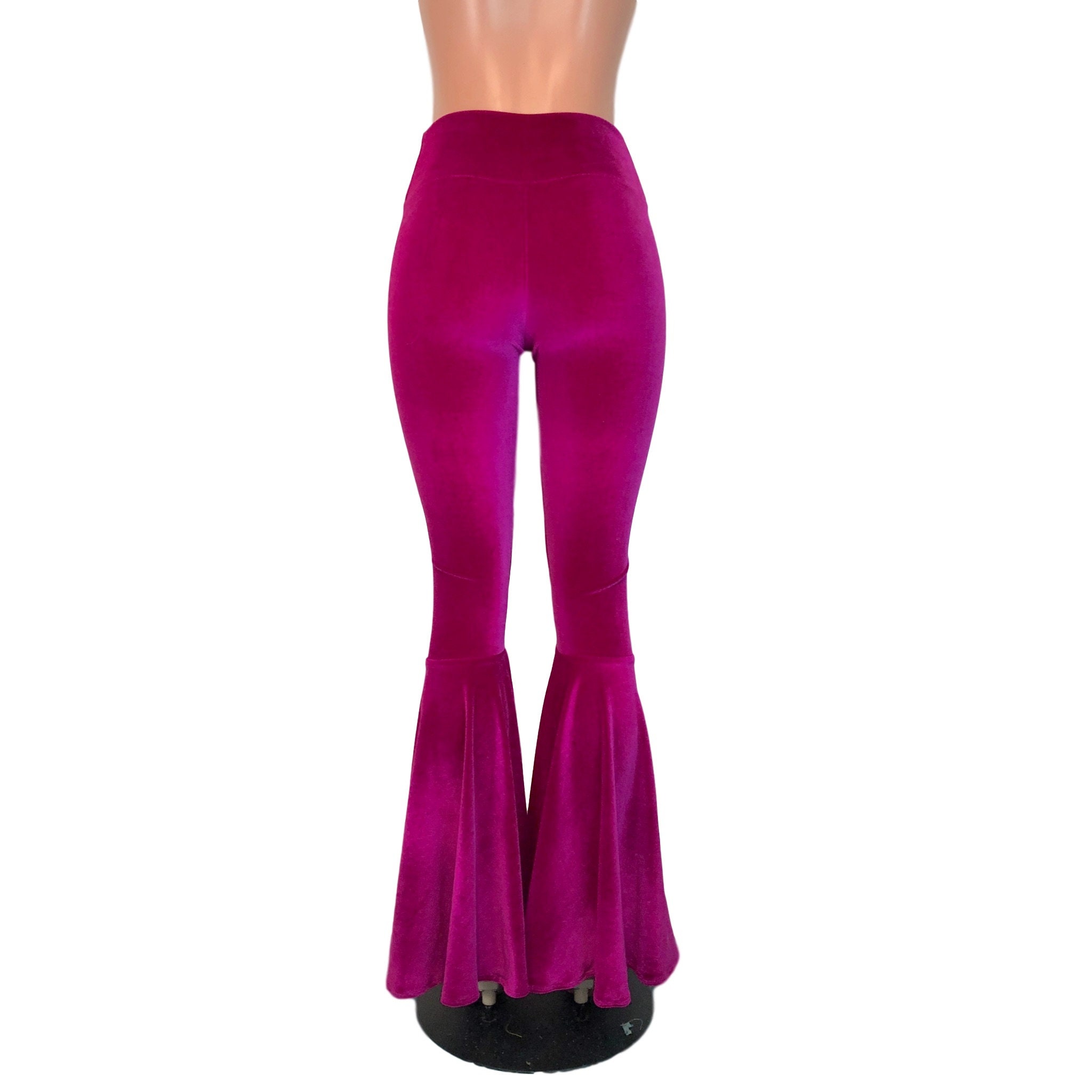 Danceemangoos Women's Velvet Bell Bottom Flare Pants Elastic High Waist Flared Yoga Palazzo Trousers 70s Rave Euphoria Outfit, Adult Unisex, Size: 2XL