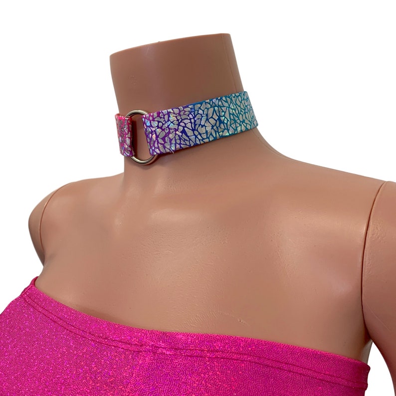 Holographic Ring Choker Rainbow Avatar Thick Holo Choker Necklace image 2