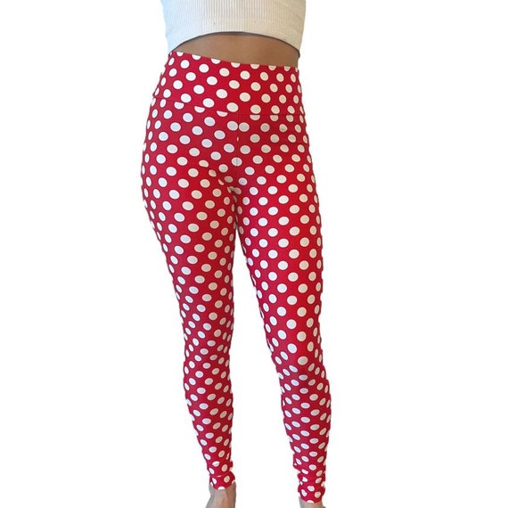 White Polka Dot Print Leggings Pants 