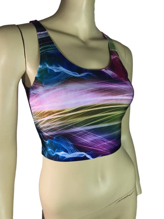 Rainbow Swirl Crop Top bodycon Clubwear Rave Wear | Etsy