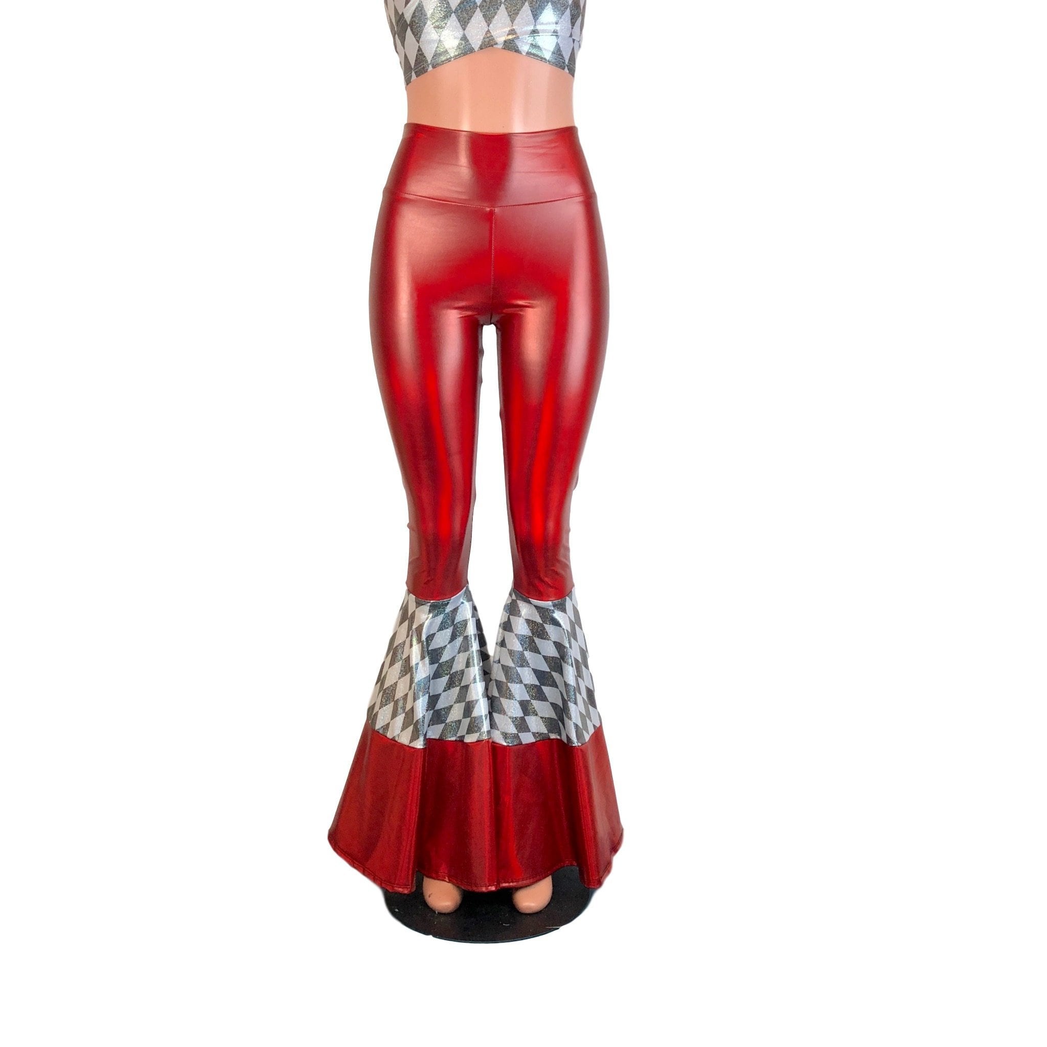 Bell Bottom Pants Tiered Flares red 