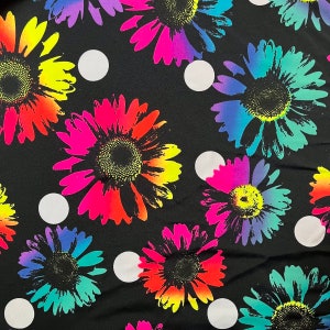 Electric Daisy Polka Dot 4-Way Stretch Spandex Fabric by-the-yard