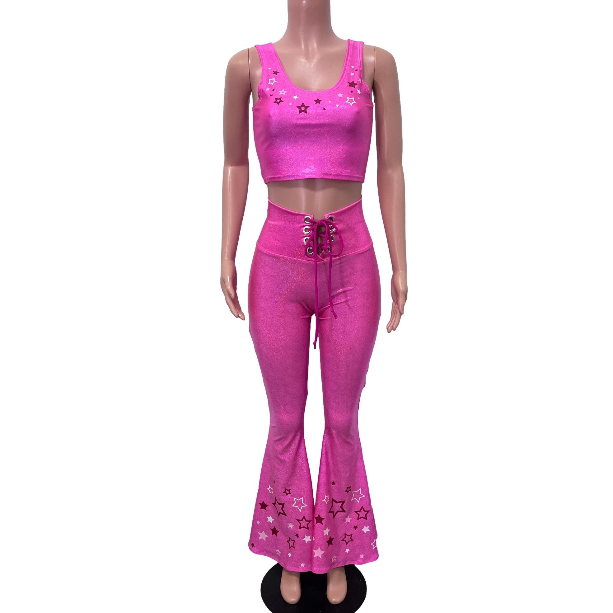 Pink Star Cowgirl Costume Outfit Flare Pants W/ Crop Top - Etsy Canada