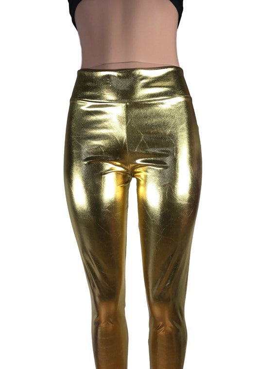 Leggings Argento Metallizzato In Ecopelle – Wetlook Lucido, Vita Alta, Perfetti Per Yoga, Ballo, Discoteca E Cosplay Anni '70/'80 - copertina