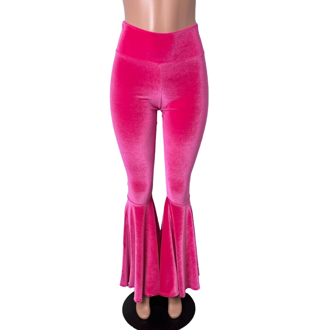 Hot Pink Velvet Bell Bottom Pants Choose Low-rise Mid-rise - Etsy
