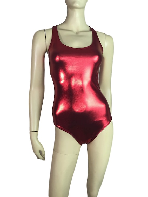 red metallic bodysuit