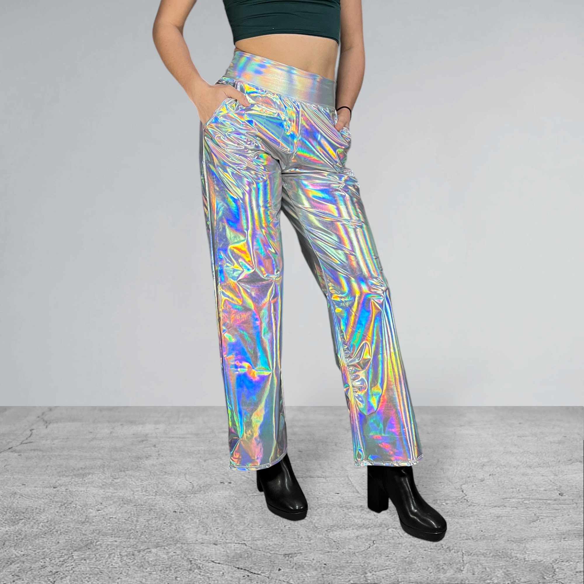【COLOR iN ID】Shining Over Pants Amazon.com: AMY COULEE Mens Metallic Shiny Pants Disco Rave