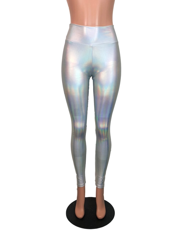 Opal Holographic Leggings Pants Rave Festival EDM 80s Clothing High Waisted Funky