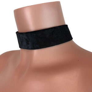 Black Crushed Velvet Choker - Thick Holo Choker Necklace