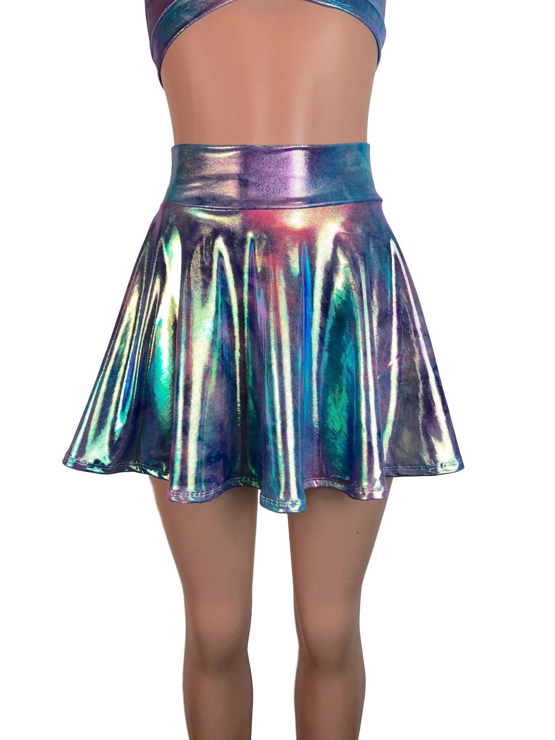 Metallic High Waisted Skater Skirt Tie Dye Rainbow Mystique - Etsy