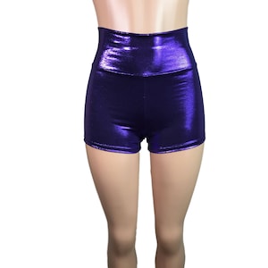 Purple Metallic High Waisted Booty Shorts Club or Rave Wear Crossfit ...
