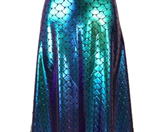 Mermaid Scales Holographic High Waisted Maxi Skirt Costume Long Skirt Etsy Canada