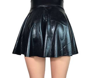 Total stud vegan leather high clearance waisted mini skirt in black