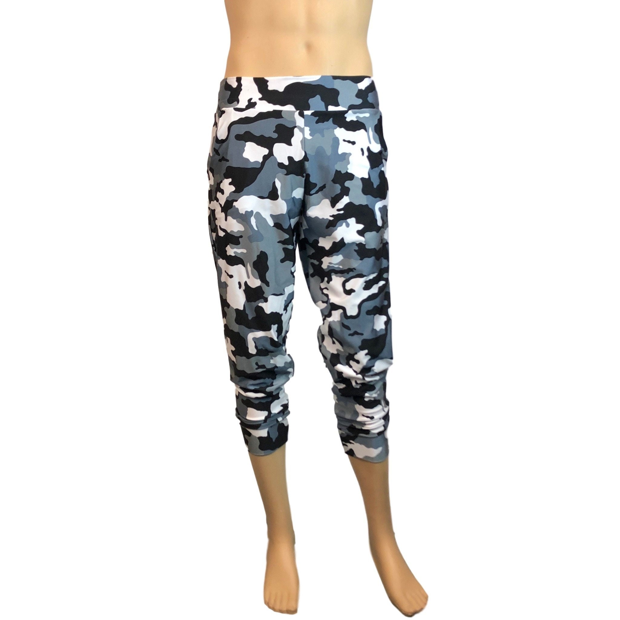 Men's Black & White Camo Camouflage Joggers W/ Pockets - Etsy