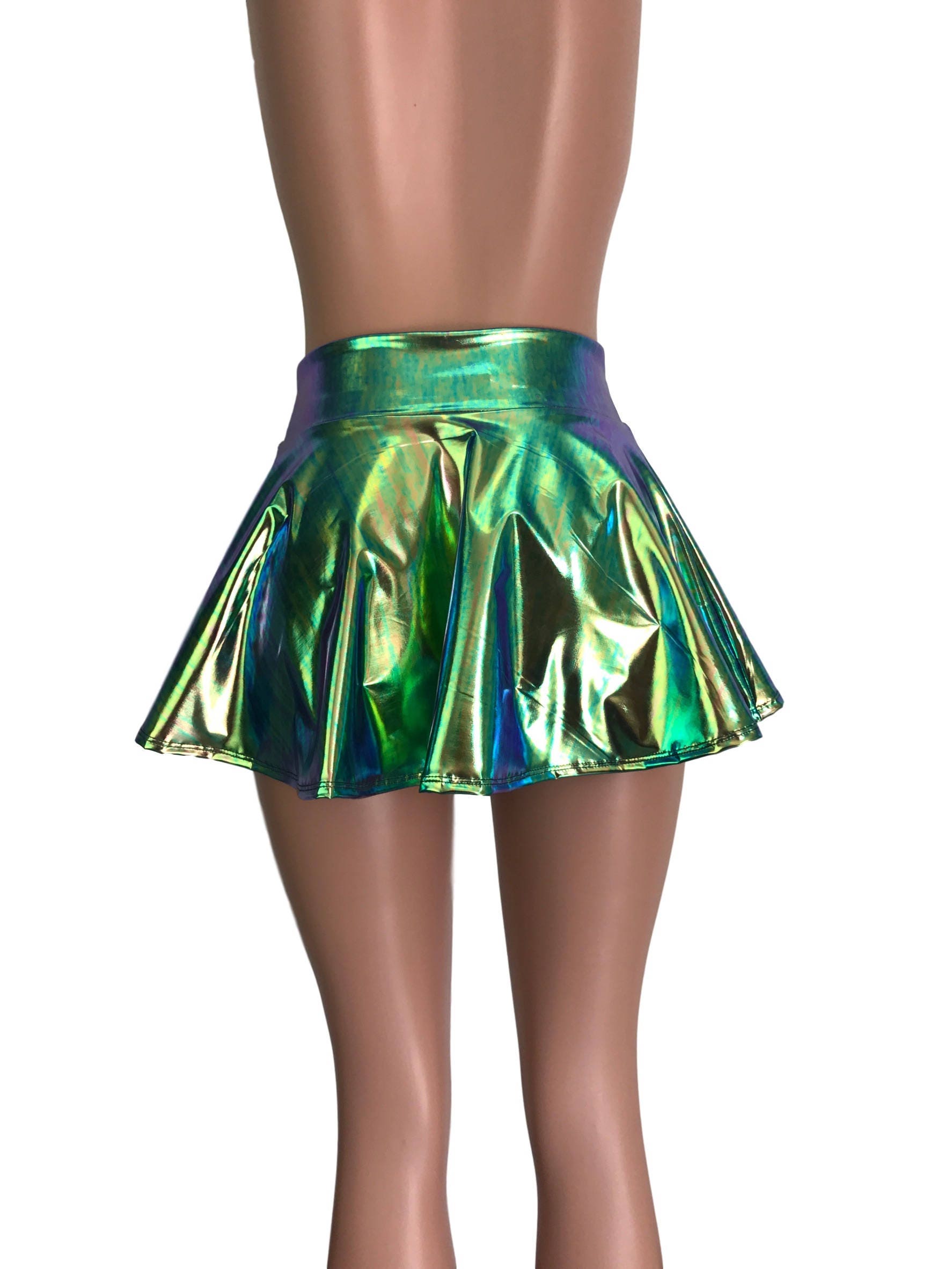 Mini 13 Holographic High Waisted Skater Skirt Oil Slick - Etsy