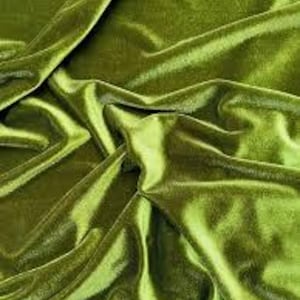 Olive Green Stretch Velvet Spandex Fabric by-the-yard | Stretchy Velvet for Apparel and Crafts