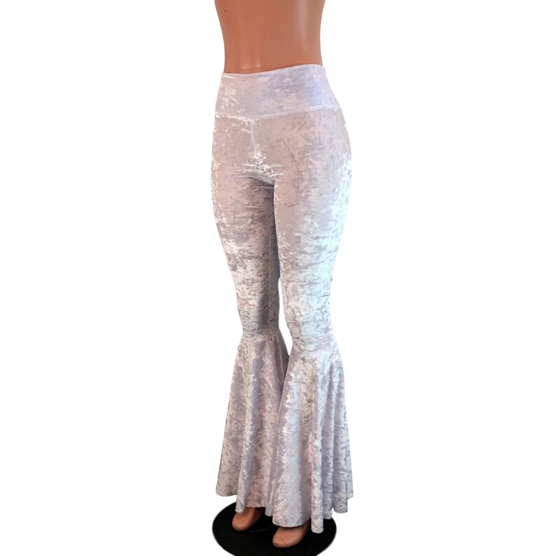 White Crushed Velvet Bell Bottoms Pants Rave Festival EDM Etsy