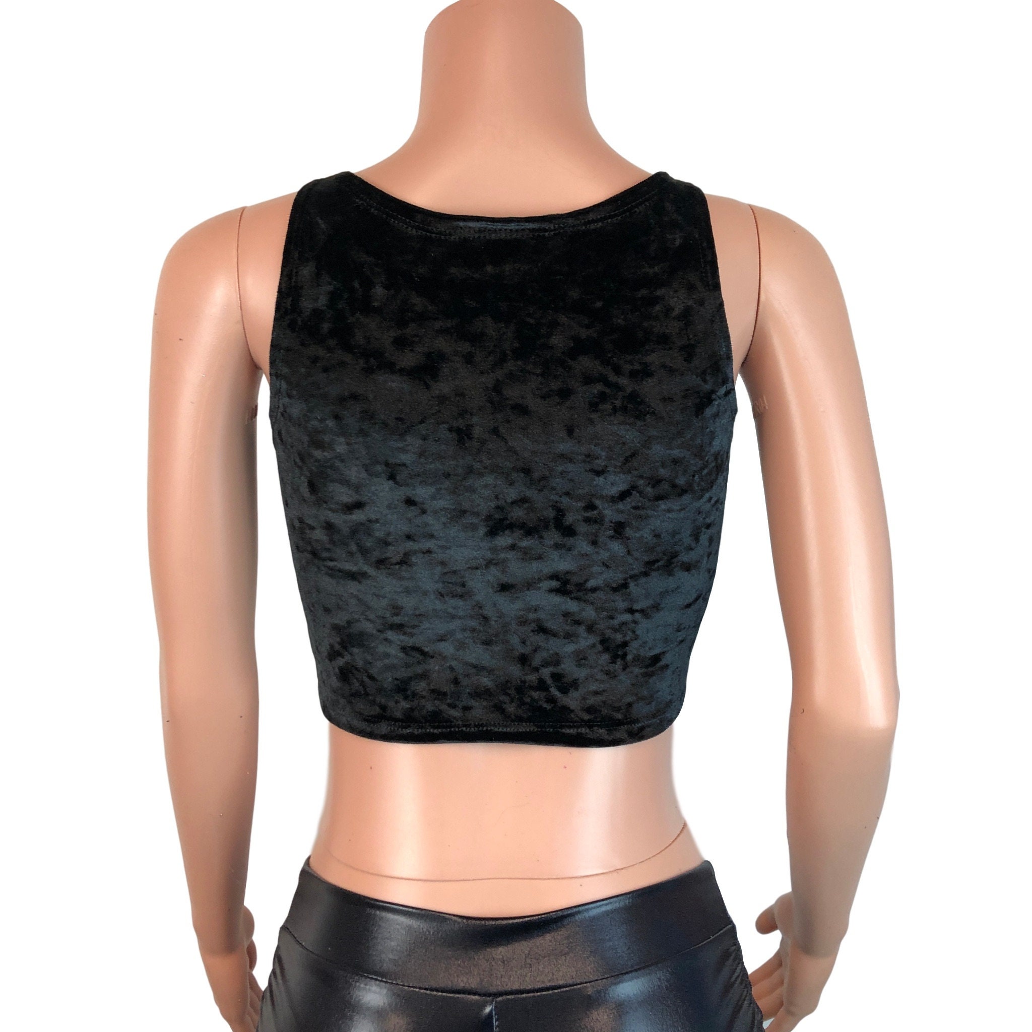 Mesh Inset Tops Black Crushed Velvet Mesh Inset Crop Top Tank Rave Clothing - Etsy