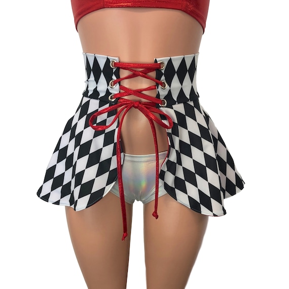 Lace-up Skirt harlequin Diamond Corset Skirt, Open-front Skirt, Hi-lo  Skater, Festival Clothing, Rave Outfit -  Canada
