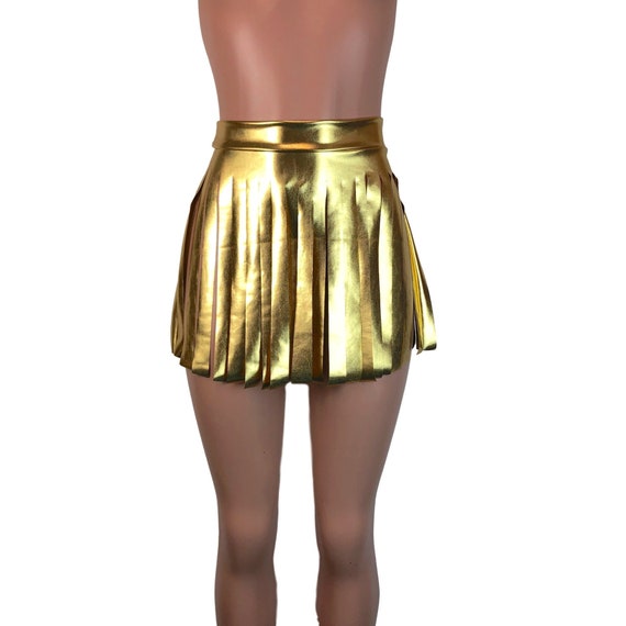Gold Metallic Fringe Skirt Rave Clothing Performance - Etsy