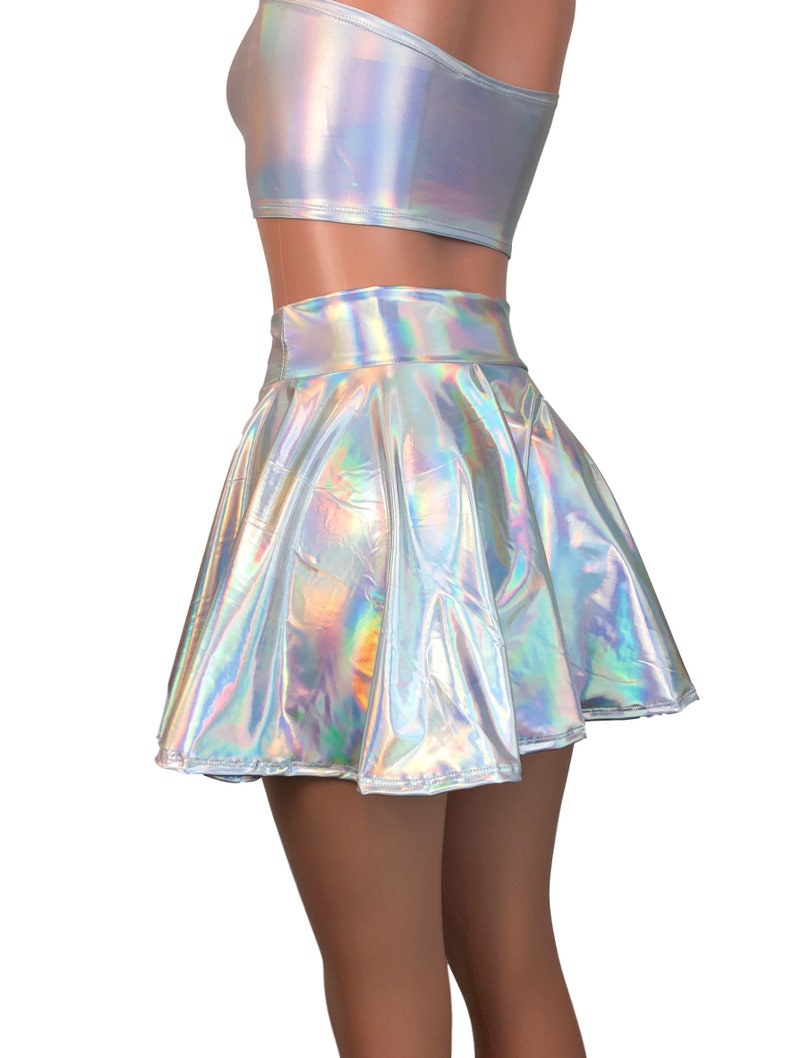 Opal Holographic Skater Skirt Holograph Rave Skirt Etsy Canada